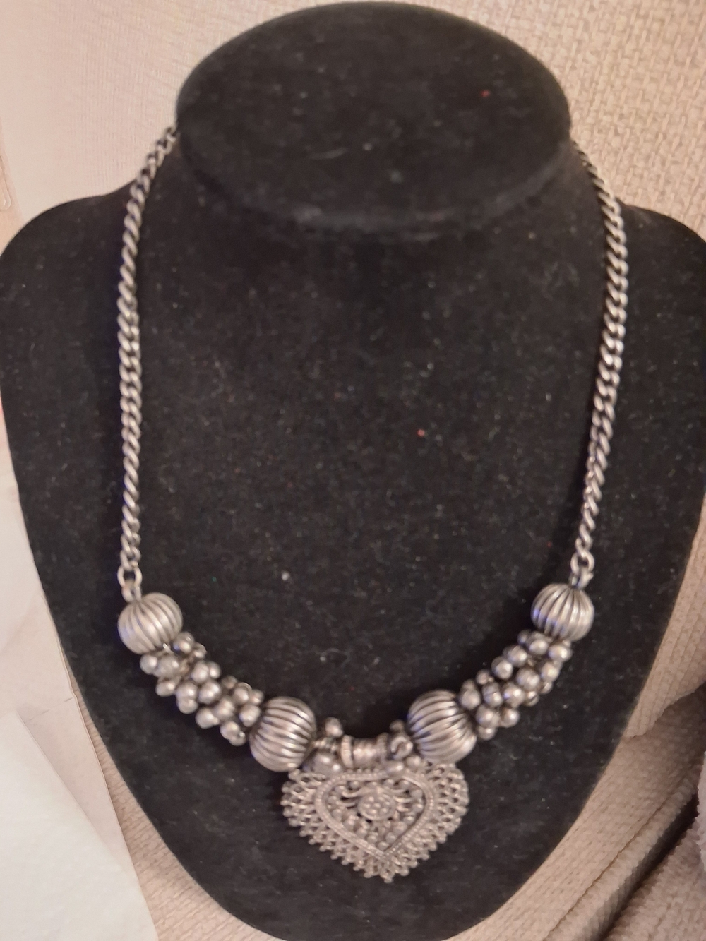 Intricate Silver Heart Pendant Necklace for Women
